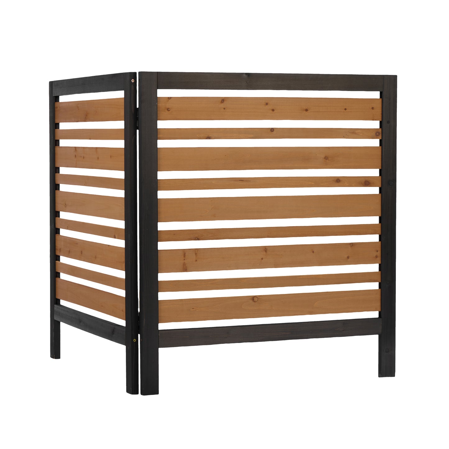 2-Panel Wooden Privacy Screen Fence, Outdoor AC Cover for Backyard Garden