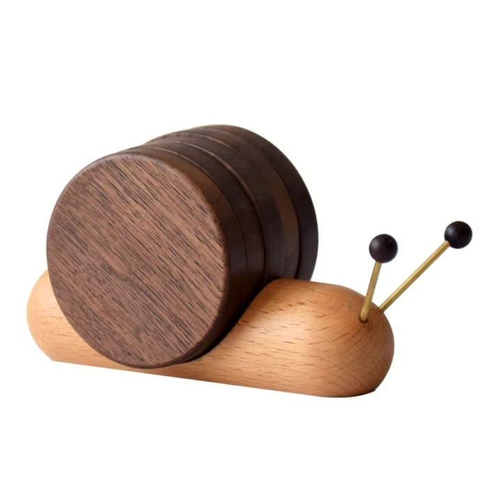 Wooden Snail Coaster Set