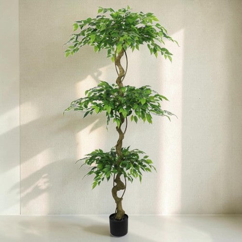 6FT Artificial Ficus Tree, Lifelike Faux Banyan Tree with Black Pot for Home Decor