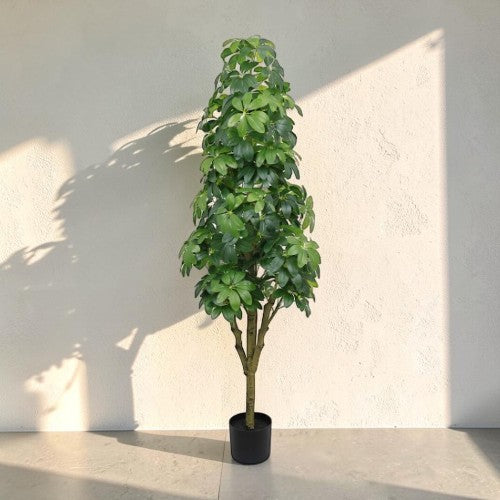 5.2FT Artificial Schefflera Tree, Lifelike Faux Umbrella Plant with Black Pot for Home Decor
