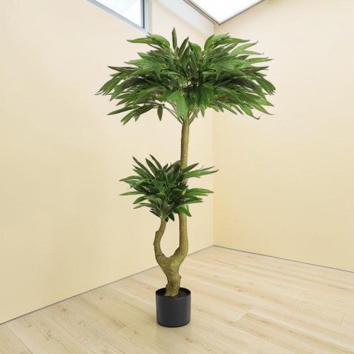 5FT Artificial Dracaena Tree, Tall Faux Silk Potted Plant with Black Pot for Home Decor