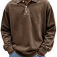 Men's Fashion Retro Washed Distressed Cotton Lapel Long Sleeve Polo Shirt