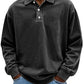 Men's Fashion Retro Washed Distressed Cotton Lapel Long Sleeve Polo Shirt