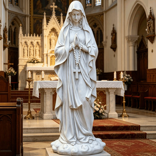 31.5" Large Madonna Statue, Weatherproof Resin Virgin Mary Sculpture for Courtyard & Patio