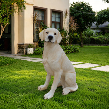 Outdoor Labrador Dog Statue, Lifelike Resin Puppy Sculpture for Garden Porch Decor