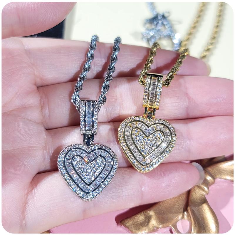 Cubic Diamond Heart Pendant Necklace