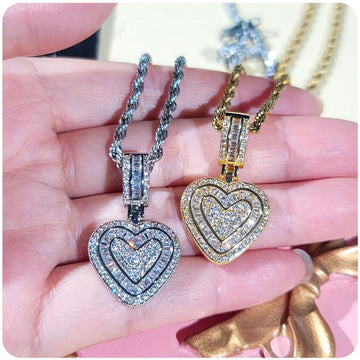 Cubic Diamond Heart Pendant Necklace