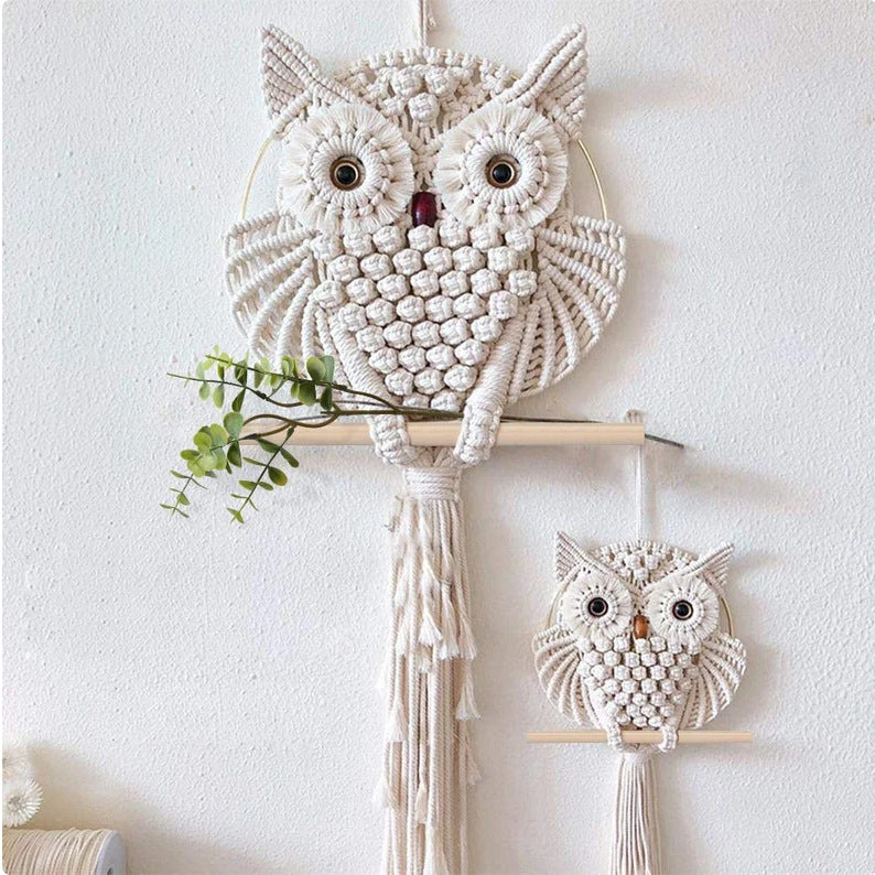 Boho Owl Wall Hanging Handmade Macramé Decor