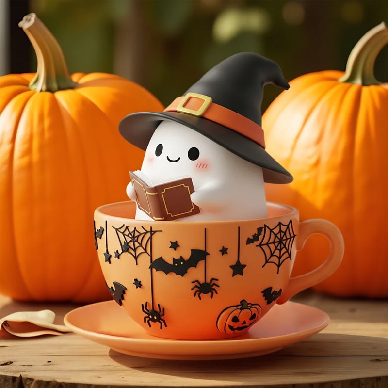 Whimsical Halloween Ghost Teacup Decor