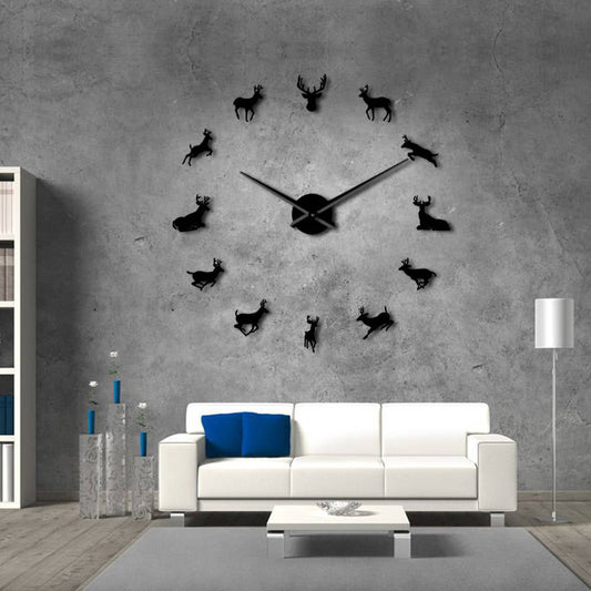 Antler Deer Head Deer Hunter Large Frameless DIY Wall Clock