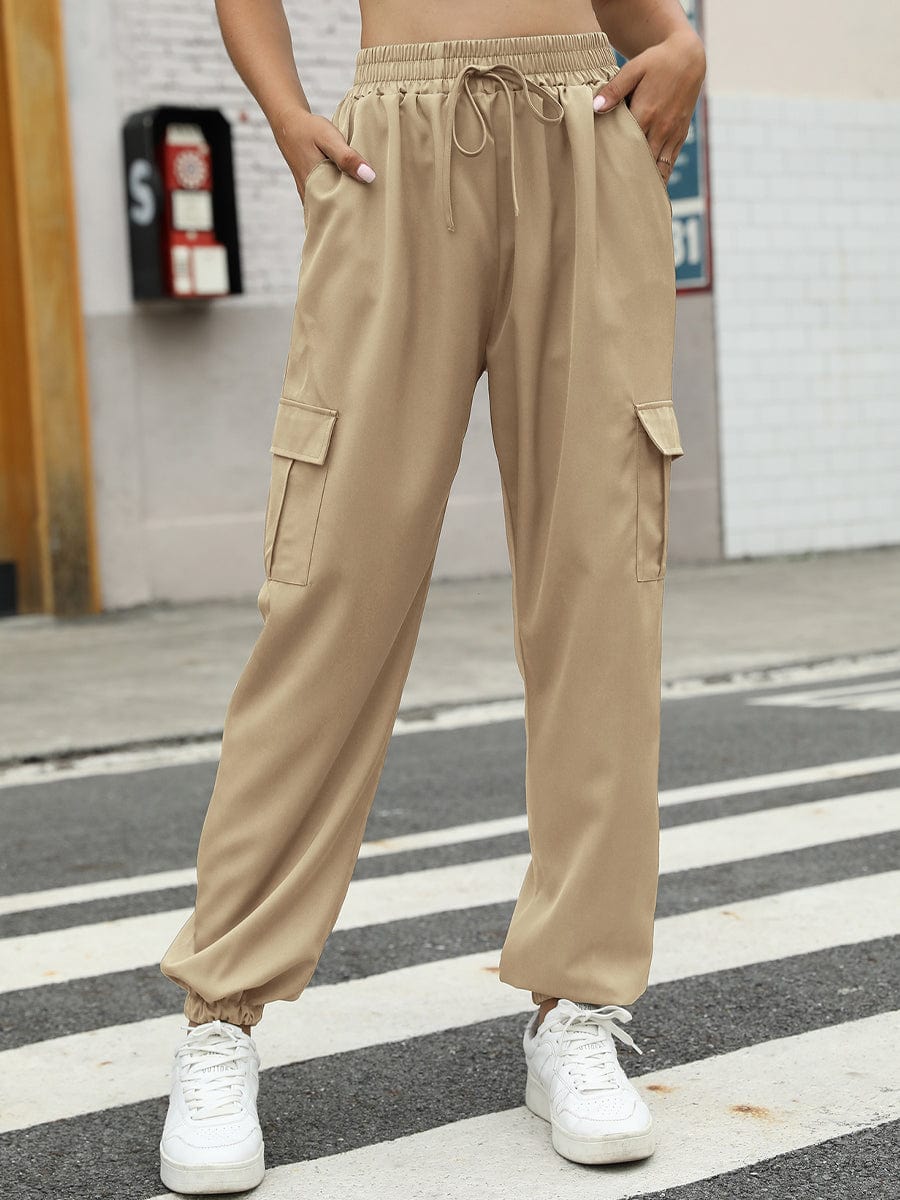 Elastic Waist Straight Leg Cargo Pants