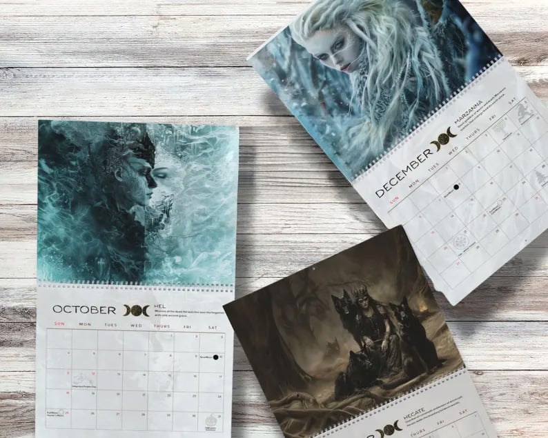 Witchcraft Calendar 2026, Pagan Wheel of the Year with Goddesses and Moon Phases, Planner for Divine Feminine Gifts