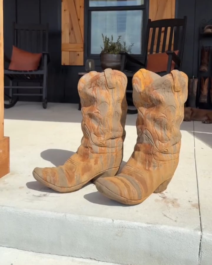 Western Cowboy Boot Planter – Rustic Wild West Charm