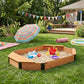 Octagon Kids Sandbox with Storage Seats, Solid Wood Sandpit with Cover & Liner