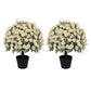 24" Artificial Rose Plants, 2 Pack White UV-Resistant Lifelike Faux Potted Floral Decor