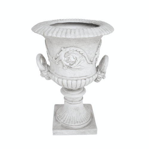 Classic Roman MGO Garden Urn Planter, 28.25" Wide Floral Relief Flower Pot with Handles