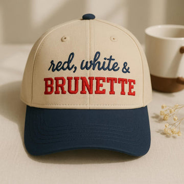 4th of July Embroidered Canvas Trucker Hat - Red White Blonde Brunette