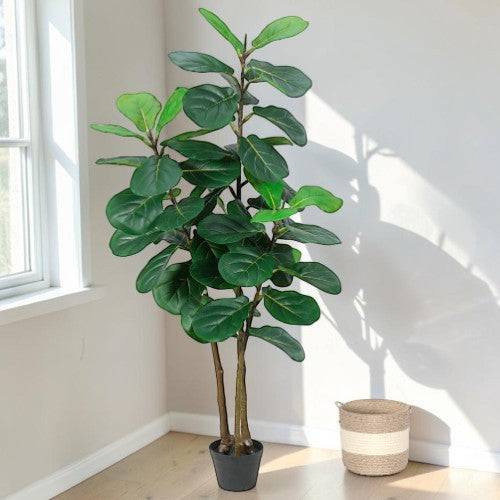 5FT Artificial Fiddle Leaf Fig Tree, Tall Faux Ficus Lyrata Floor Plant with Planter