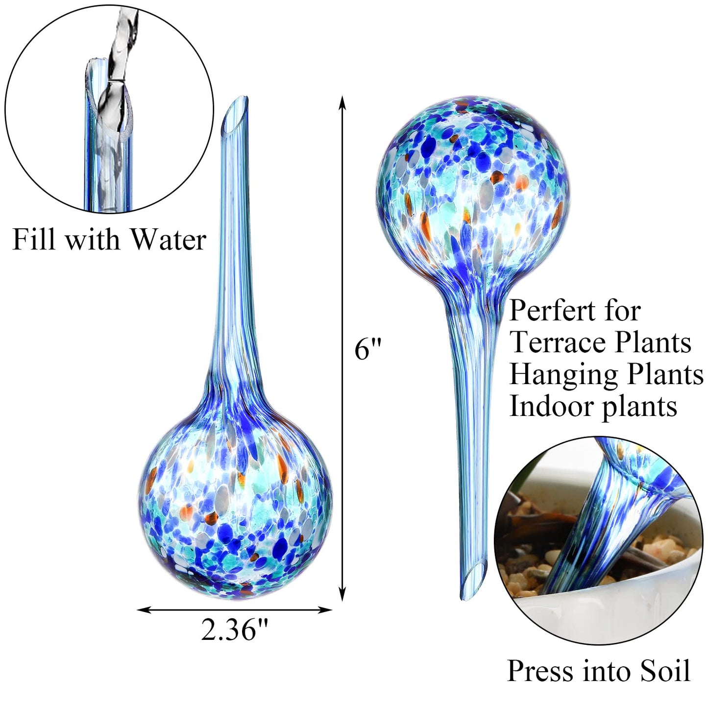 Colored Glass Plant Watering Globes（6 Colors）