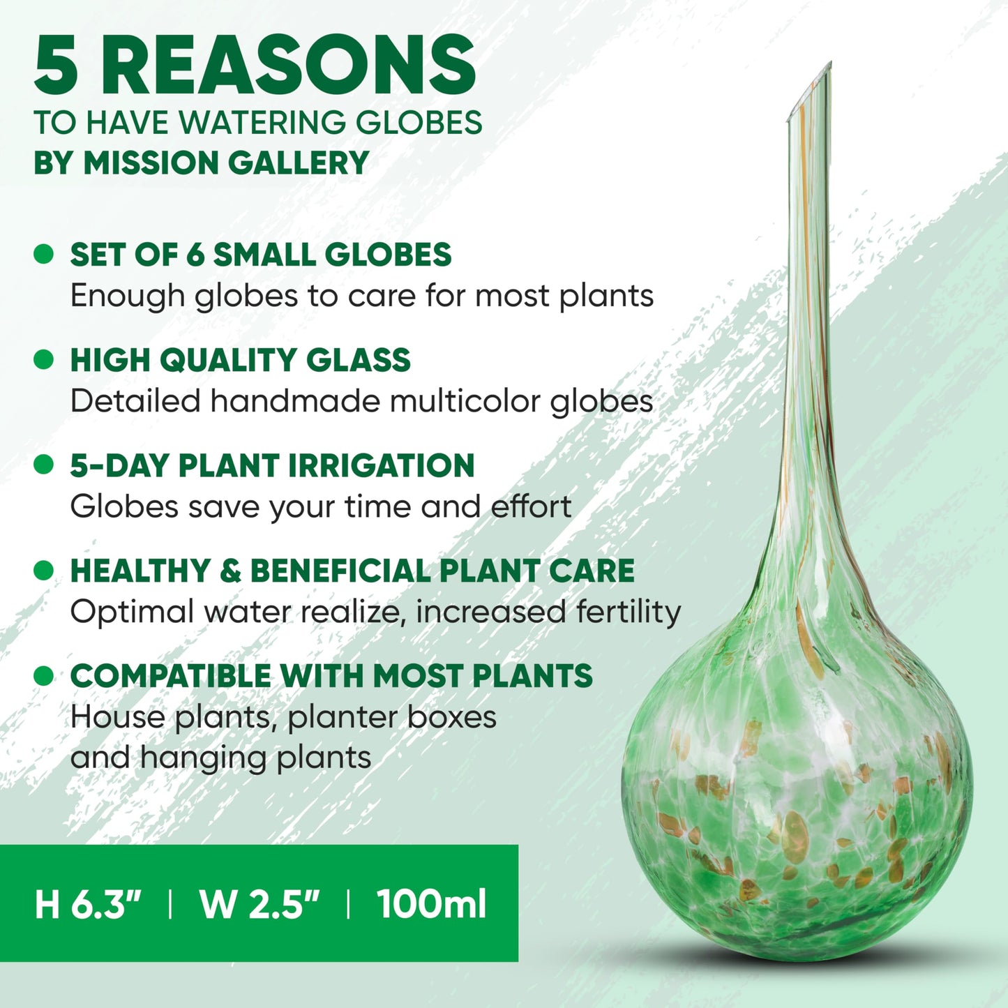 Colored Glass Plant Watering Globes（6 Colors）