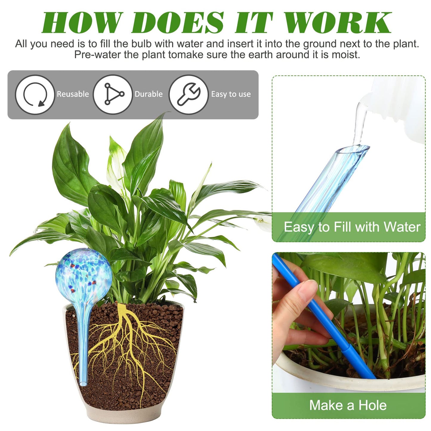 Colored Glass Plant Watering Globes（6 Colors）