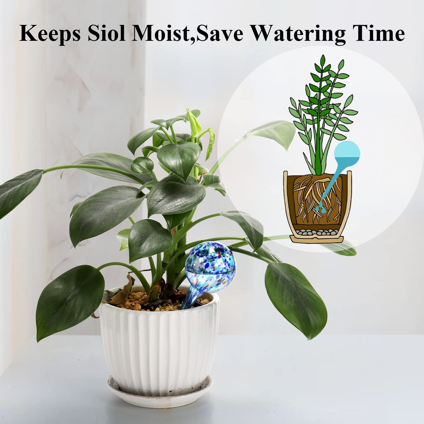 Colored Glass Plant Watering Globes（6 Colors）