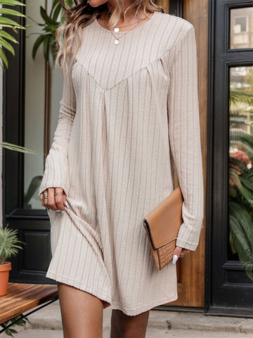 Women's Pitted Long Sleeve Knitted Dress