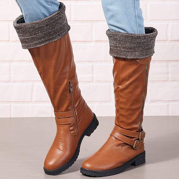 Women's Vintage Low Heel Knee-High Boots