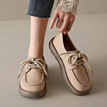 Women's Vintage Soft Leather Lace-Up Shoes