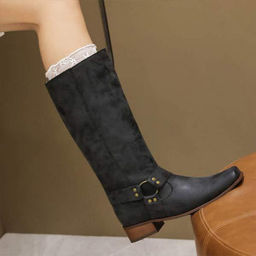 Women's Retro Knee-High Chunky Heel Boots