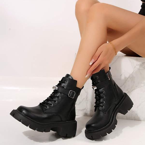 Women's Vintage Thick-Soled Buckle Ankle Boots