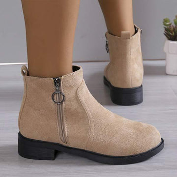 Women's Low Heel Side-Zip Martin Boots