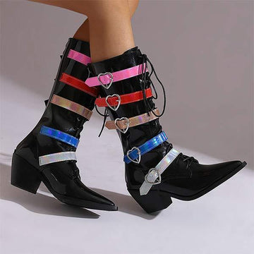 Women's Pointed Toe Chunky Heel Riding Boots