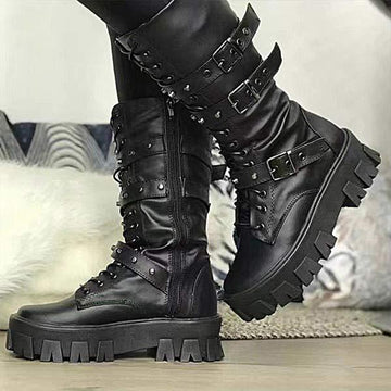 Women's Thick-Soled Punk Mid-Calf Boots