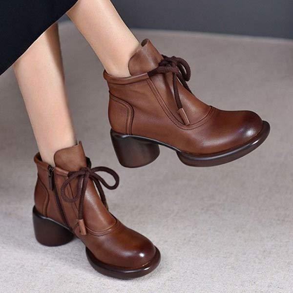 Women's Vintage Chunky Heel Ankle Boots