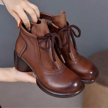 Women's Vintage Chunky Heel Ankle Boots