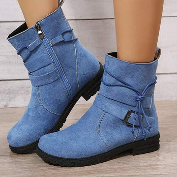 Women's Side-Zip Low-Heel Ankle Boots