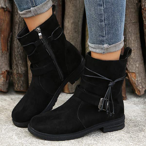 Women's Side-Zip Low-Heel Ankle Boots