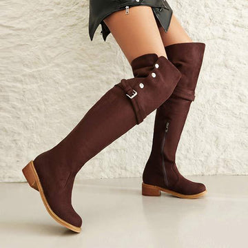 Women's Casual Low-Heel Over-the-Knee Boots