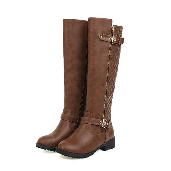 Women's Knee-High Buckle Strap Boots