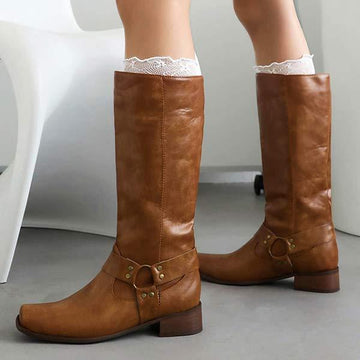 Women's Belted Knee-High Chelsea Boots