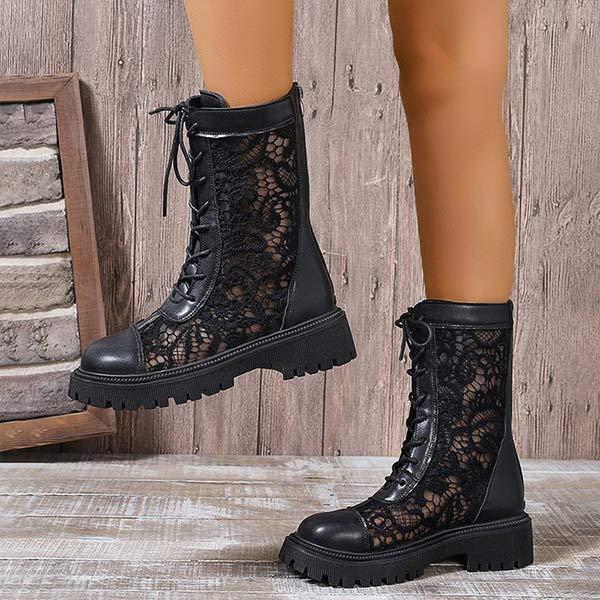 Women's Lace-Up Lace Martin Boots