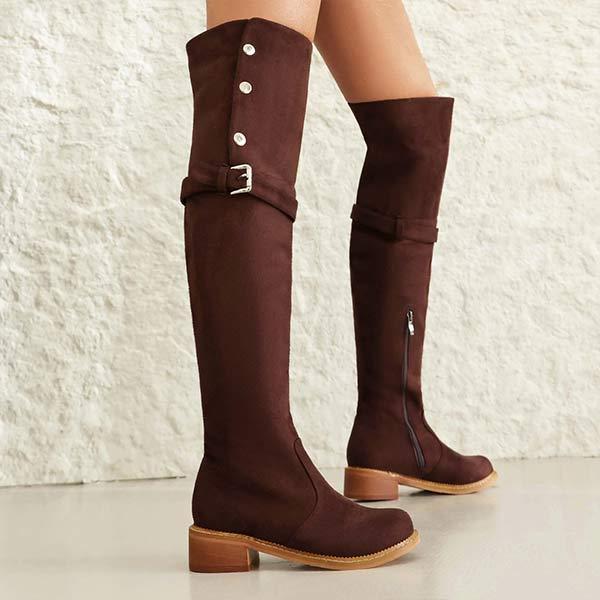 Women's Casual Low-Heel Over-the-Knee Boots