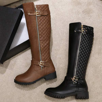 Women's Knee-High Buckle Strap Boots