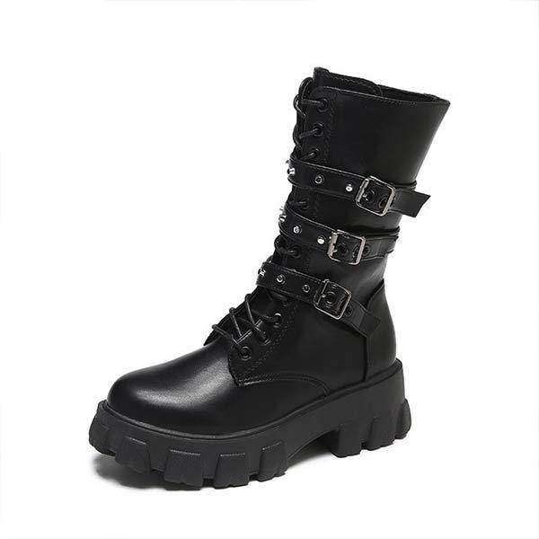 Women's Thick-Soled Punk Mid-Calf Boots