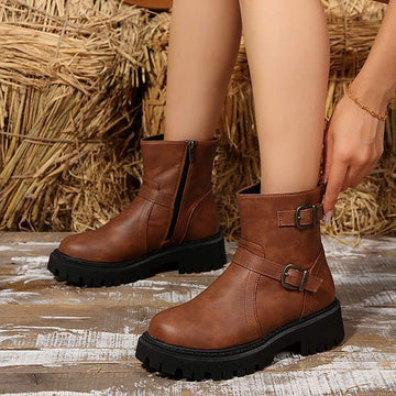 Women's Retro Chunky Heel Thick Sole Ankle Boots