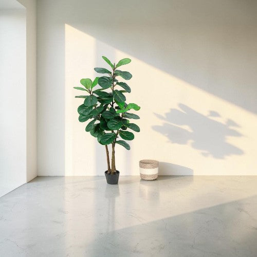 5FT Artificial Fiddle Leaf Fig Tree, Tall Faux Ficus Lyrata Floor Plant with Planter