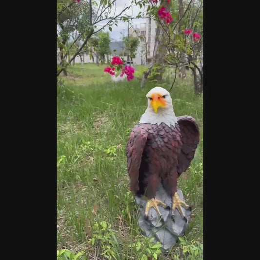 24.4" Large Standing Bald Eagle Statue, Hand-Painted Resin American Eagle for Patio & Lawn Decor