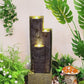 Modern Cascading Column Water Fountain, 39.7" LED Lighted Outdoor Garden Water Feature