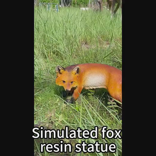 19.7" Lifelike Red Fox Garden Statue, Hand-Painted Resin Animal for Patio & Woodland Decor